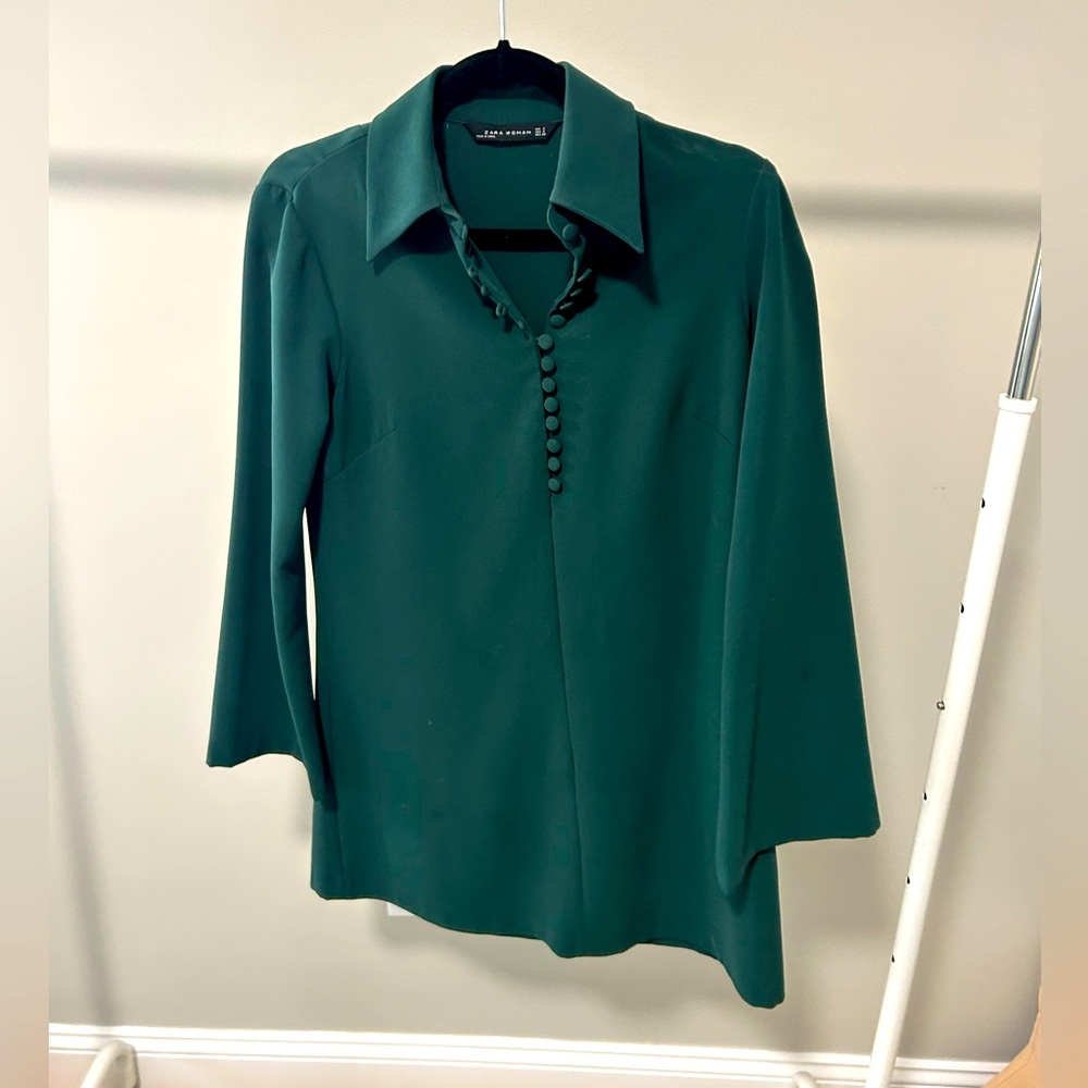 Zara Dress- Short Green Collared Dress